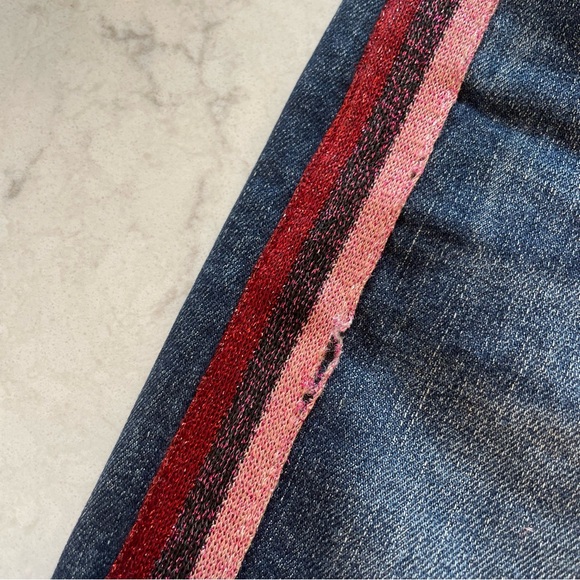 Mother 💙 High Waisted Looker Skinny Jean Here Kitty Kitty Glitter Racer Size 27 - Picture 11 of 11